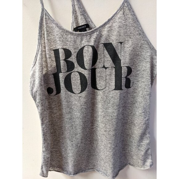 2/$20 BONJOUR Grey Racerback Tank Top - Picture 7 of 9